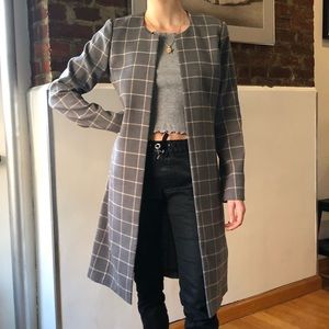 Calvin Klein Gray Plaid topper jacket NWOT